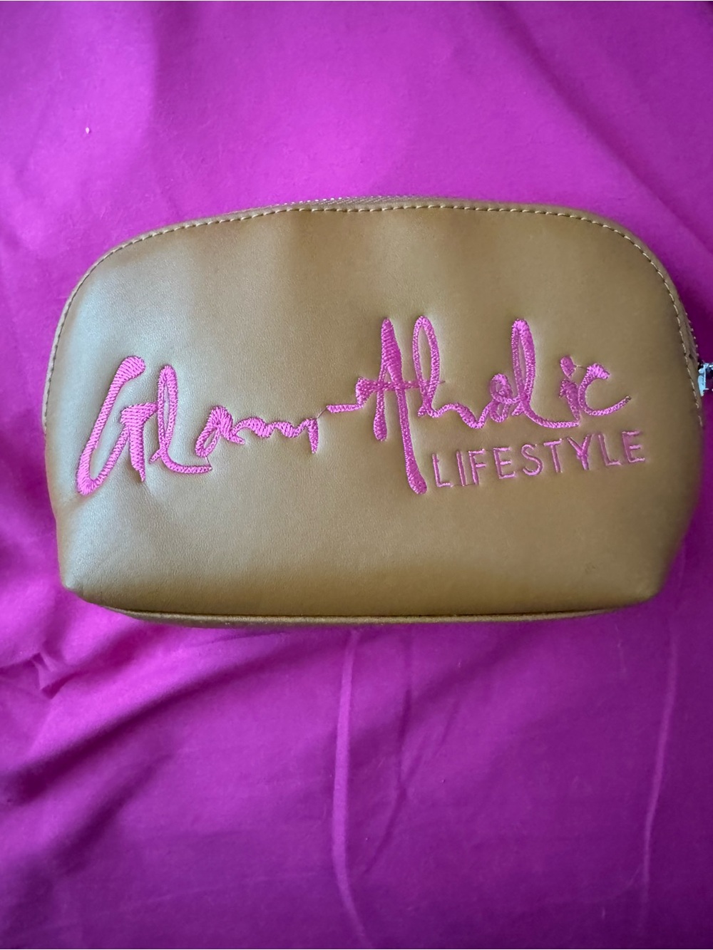 Glamaholic Pink and Brown Cosmetic Pouch
